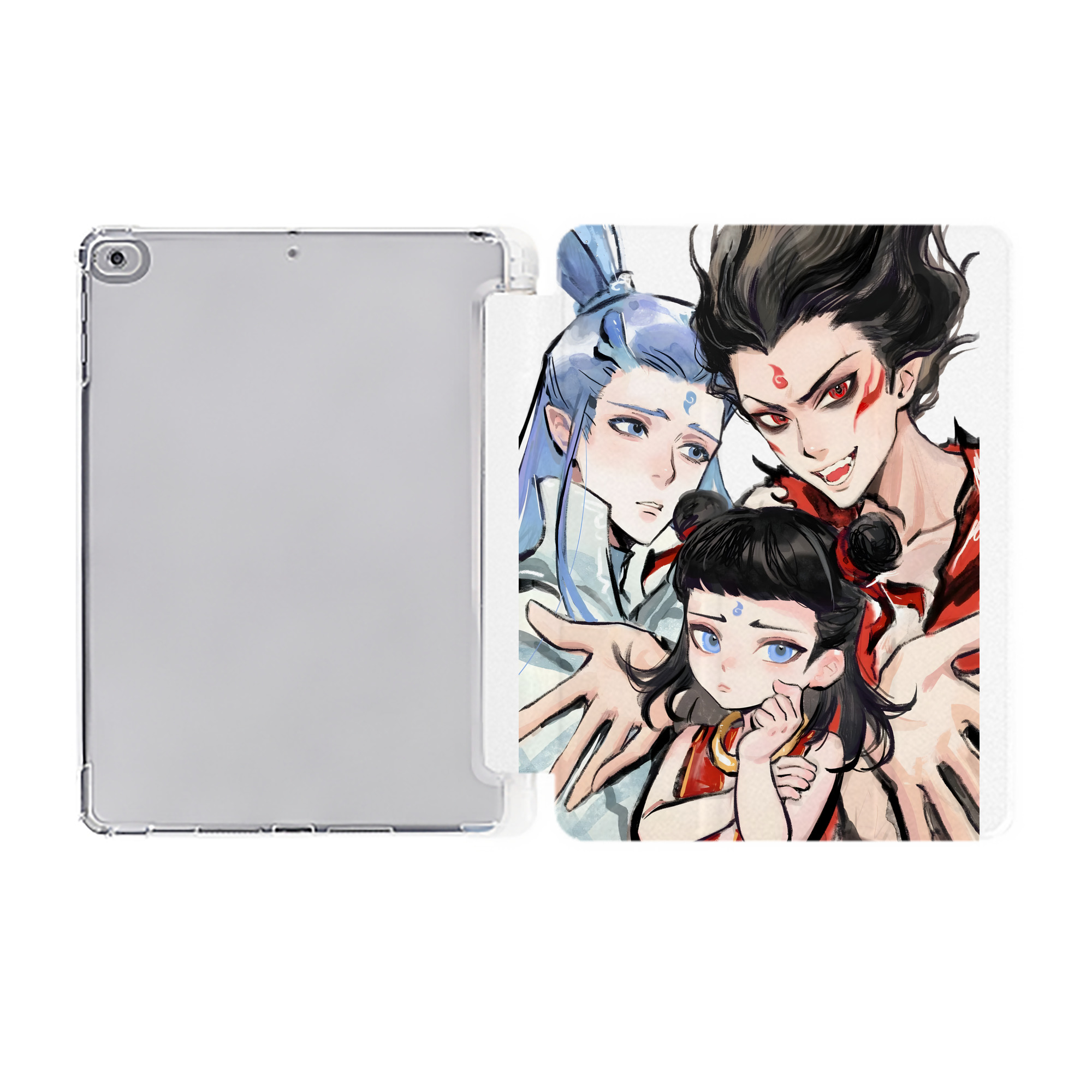 （画像用） Ne Zha 2 ナタ 魔童の大暴れ IPad ケース ペン収納付き 三つ折りスタンド PUレザー×シリコン 対応機種9.5/10.5/10.9インチ